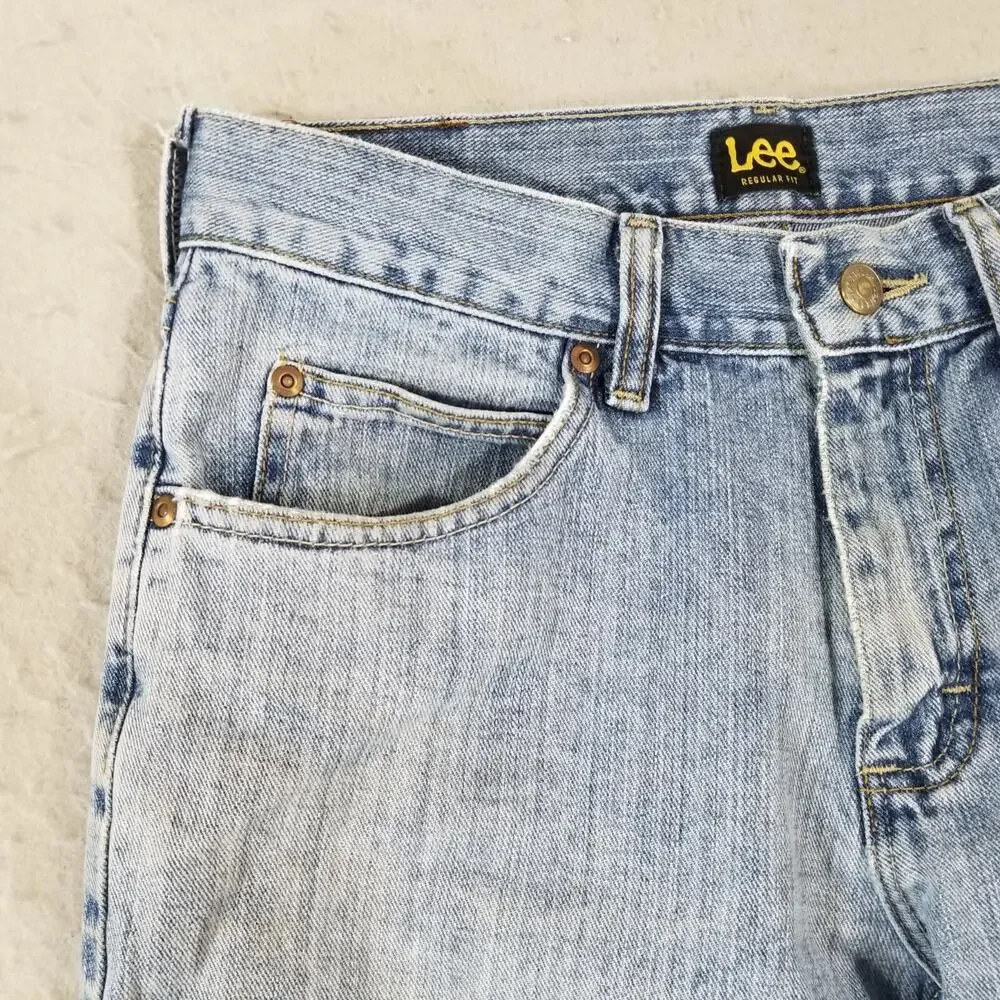 Lee jeans men's 30x26 regular fit‎ straight blue denim pants retro light wash